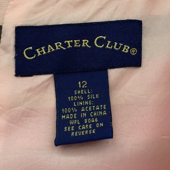 Charter Club Pink & Green Stripe 100% Silk Sleeveless Blouse Sz 12 #99J - Picture 7 of 8